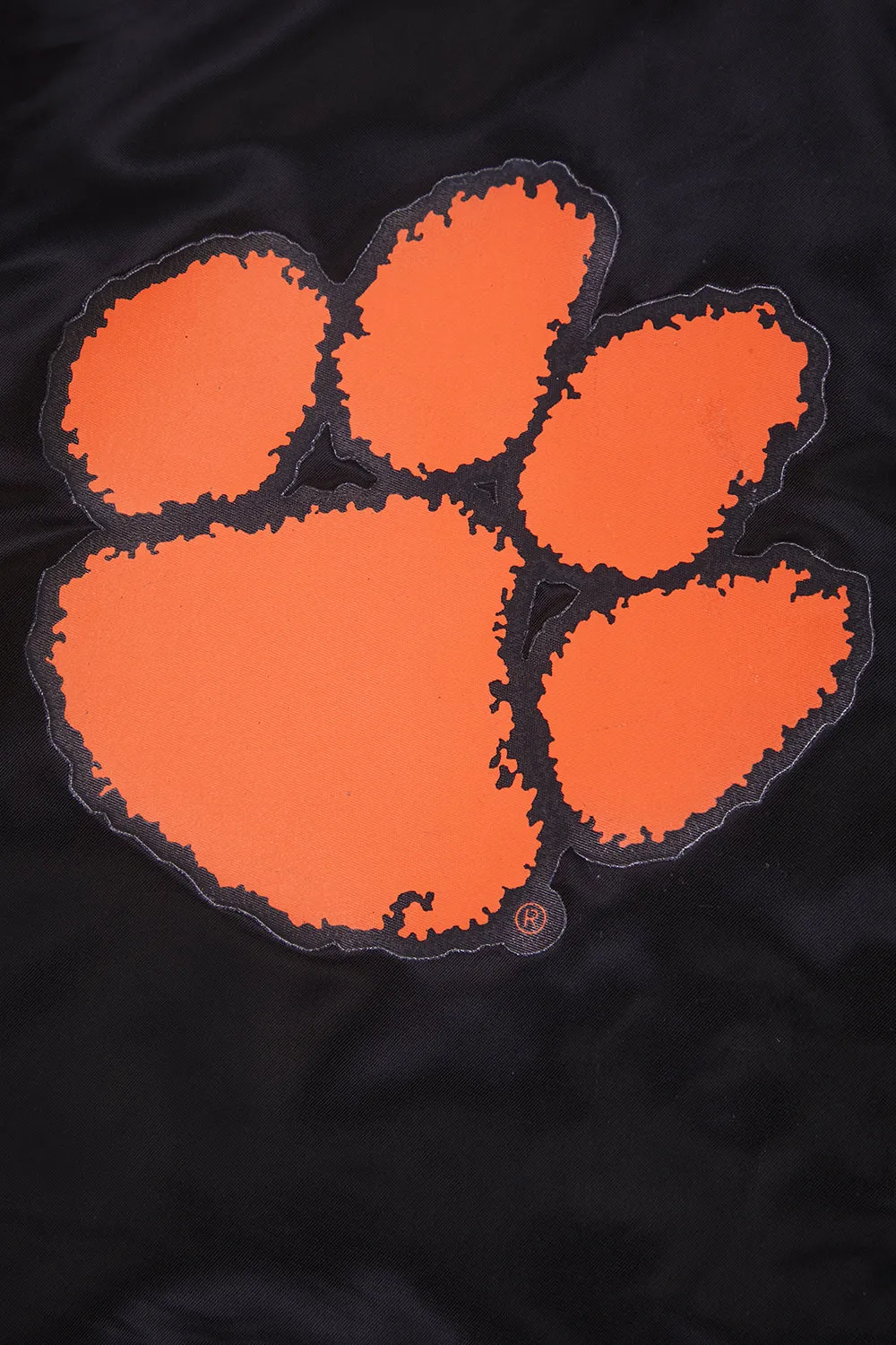 CLEMSON UNIVERSITY CLASSIC RIB SATIN JACKET (BLACK/ORANGE)