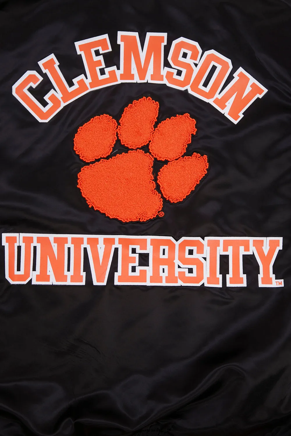 CLEMSON UNIVERSITY CLASSIC RIB SATIN JACKET (BLACK/ORANGE)