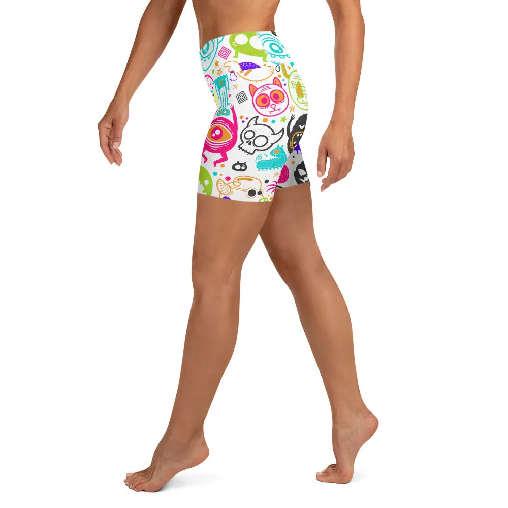 Colorful Doodles Yoga Shorts