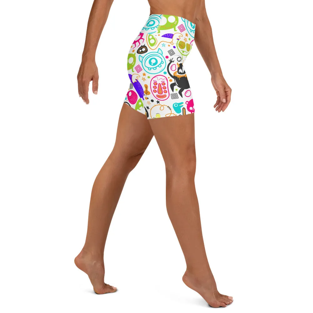 Colorful Doodles Yoga Shorts