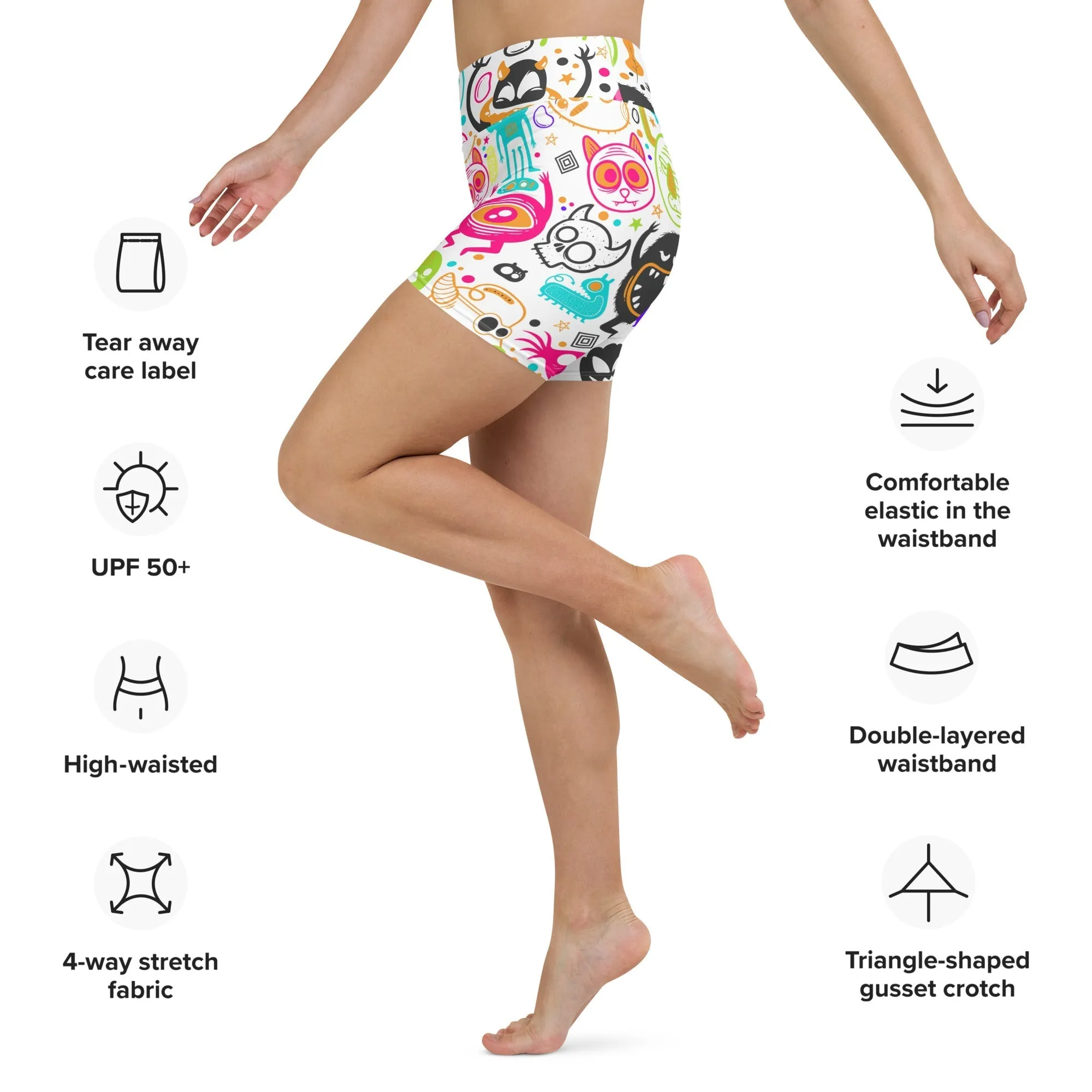 Colorful Doodles Yoga Shorts