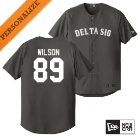 Delta Sig Personalized New Era Graphite Baseball Jersey