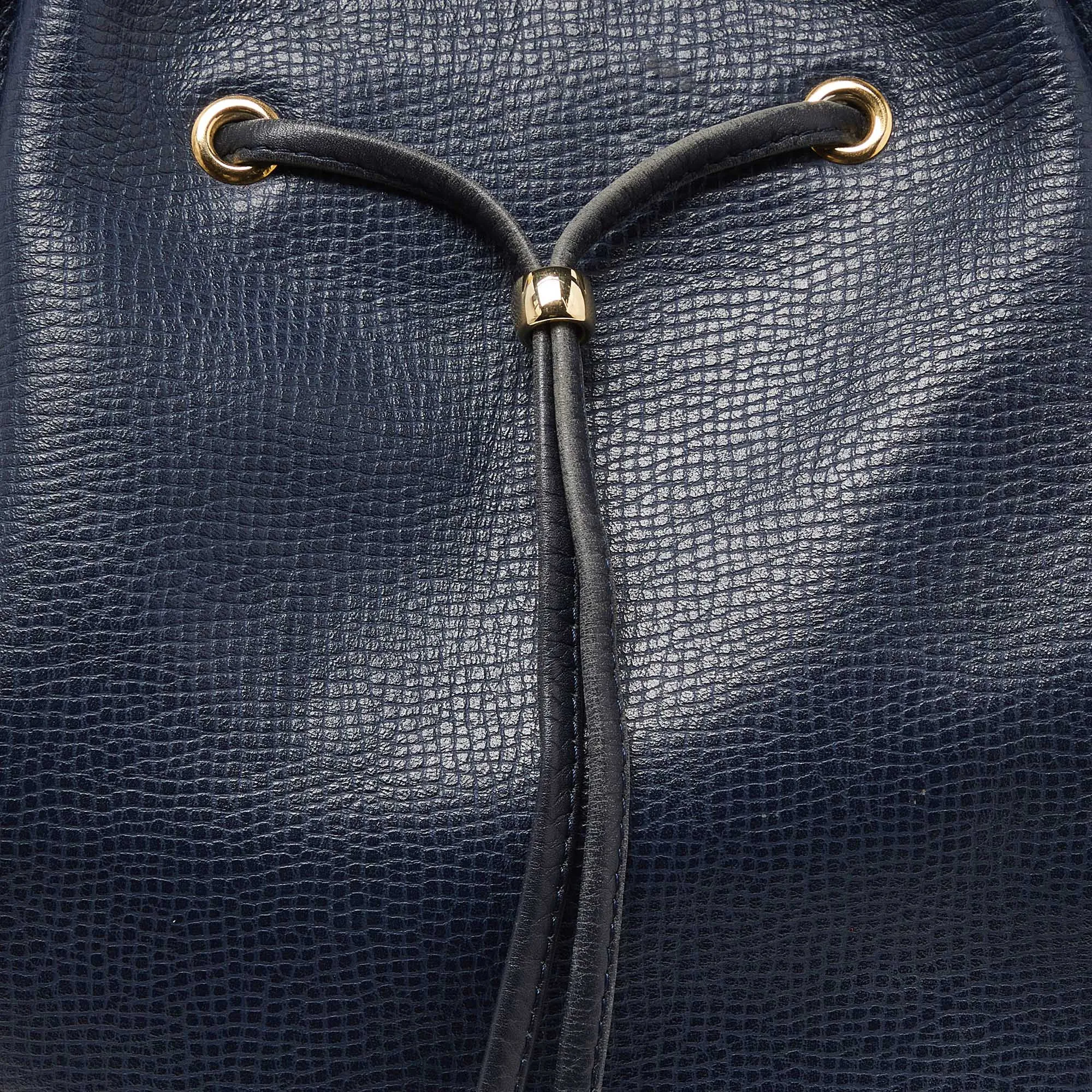 DIOR Blue Leather String Bucket Bag