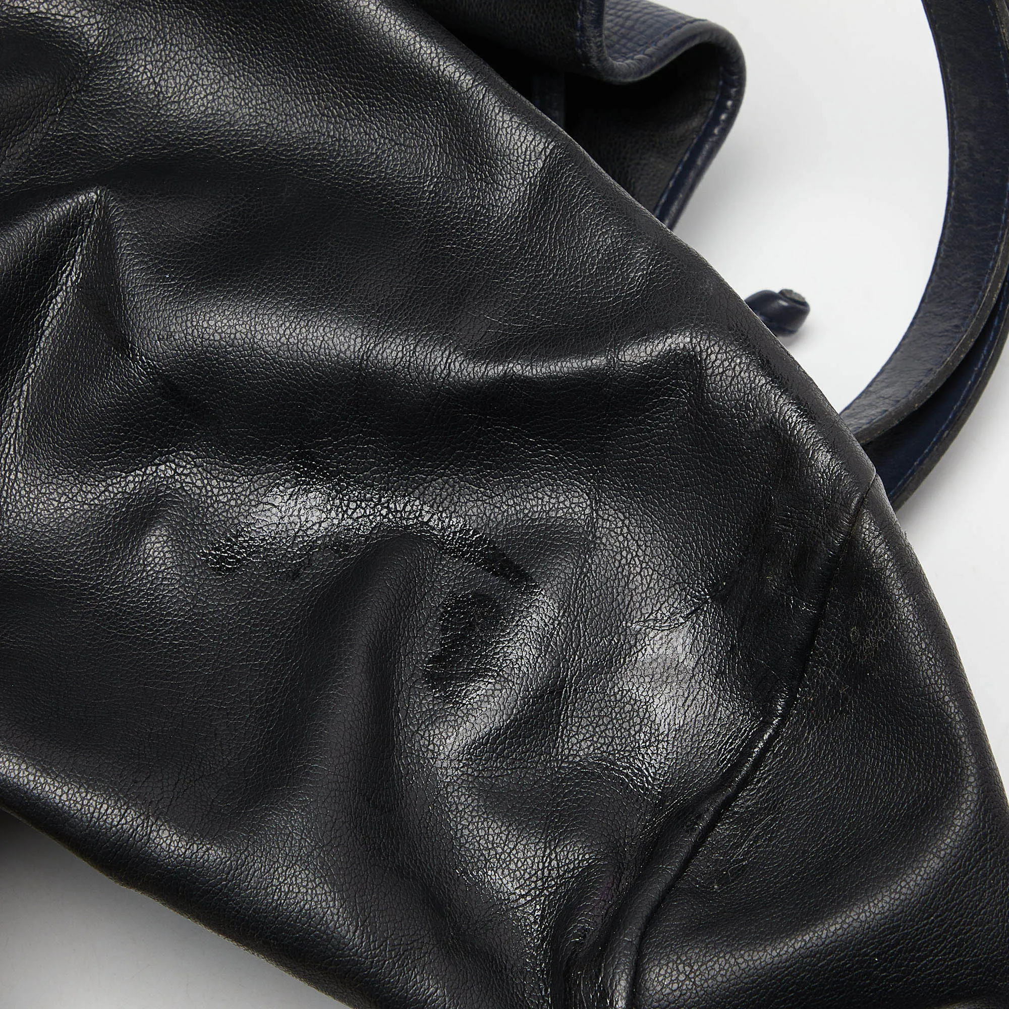 DIOR Blue Leather String Bucket Bag