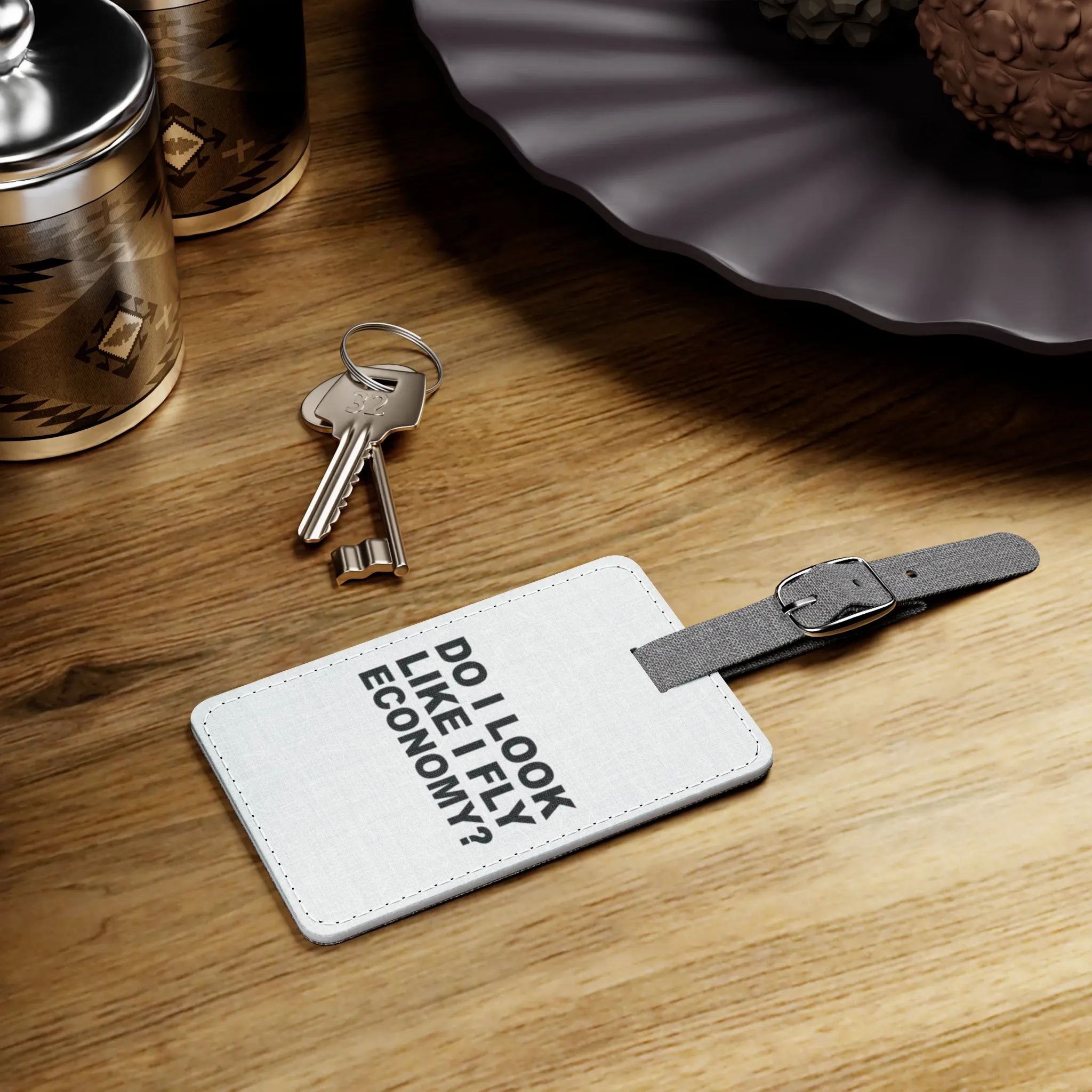 Do It Look Like I Fly Economy?Saffiano Polyester Luggage Tag, Rectangle