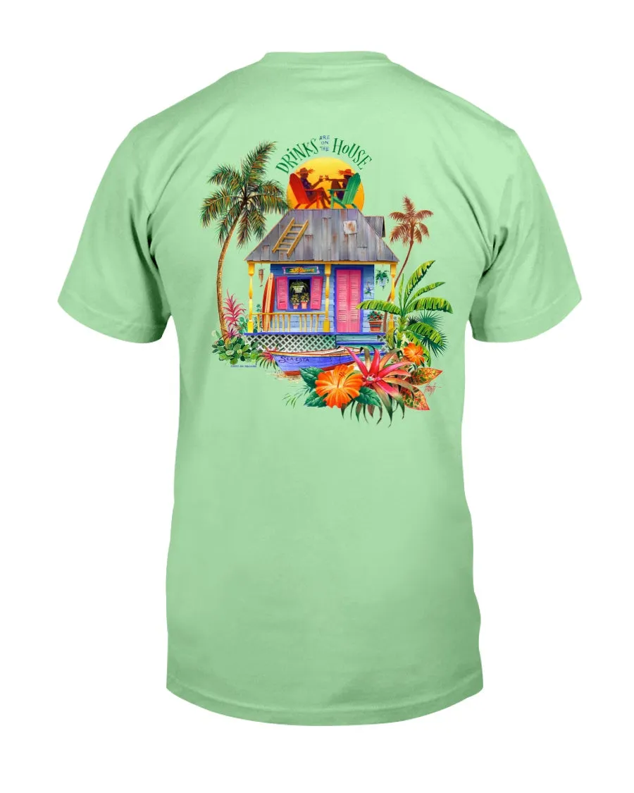 Drinks on the House 6 oz Cotton Beach T-Shirt