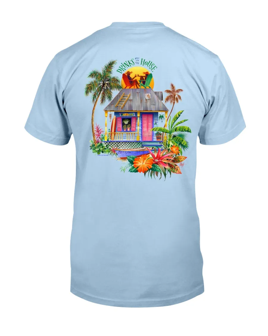 Drinks on the House 6 oz Cotton Beach T-Shirt