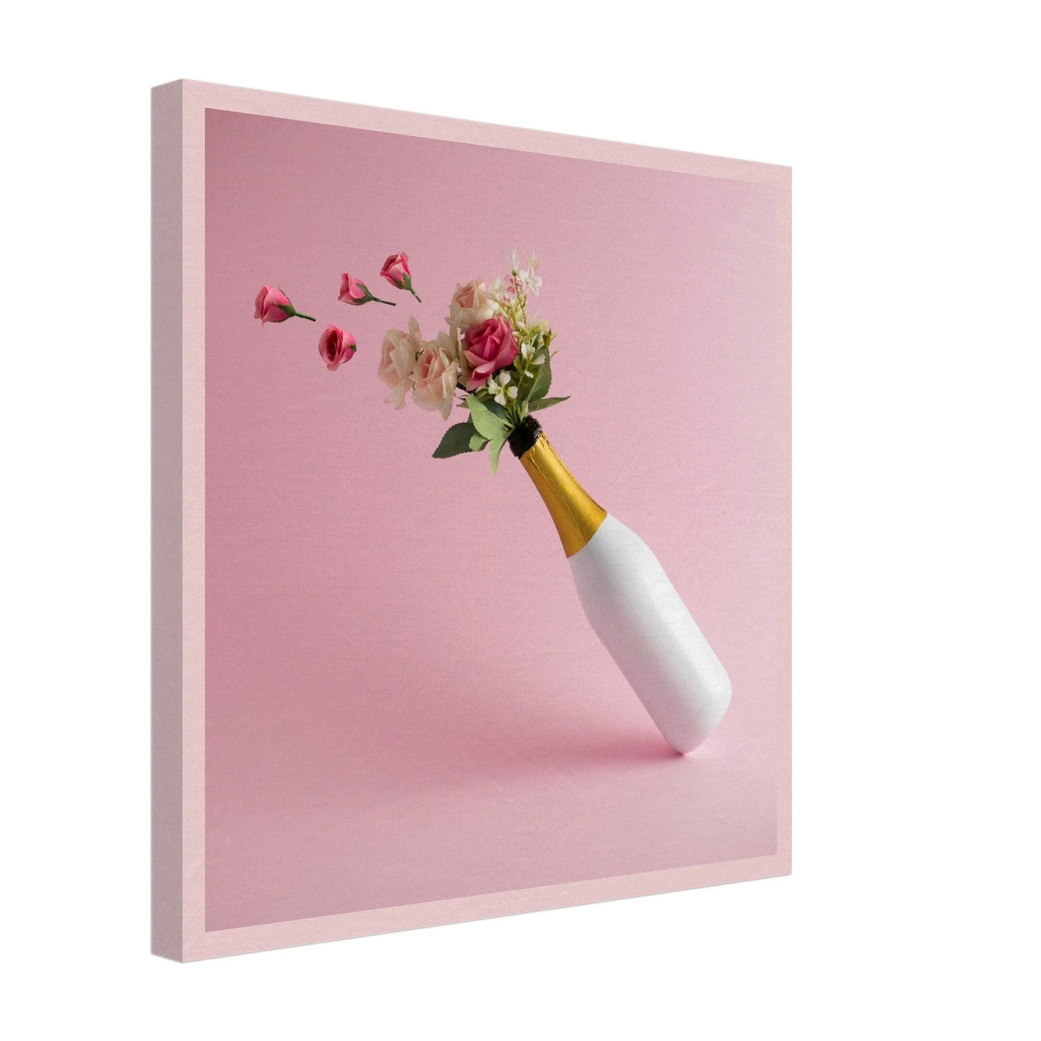 Effervescent Elegance: Floral Canvas Wine Wall Art