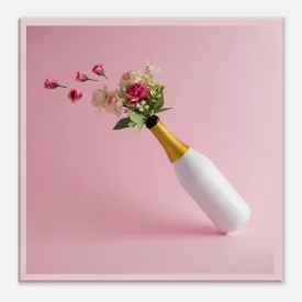 Effervescent Elegance: Floral Canvas Wine Wall Art