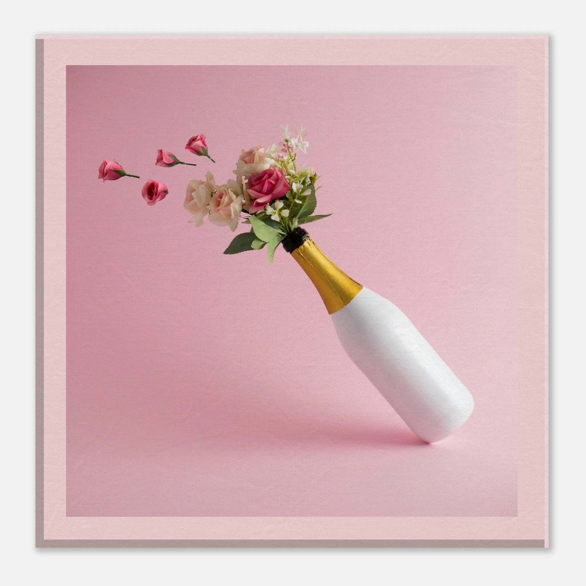 Effervescent Elegance: Floral Canvas Wine Wall Art