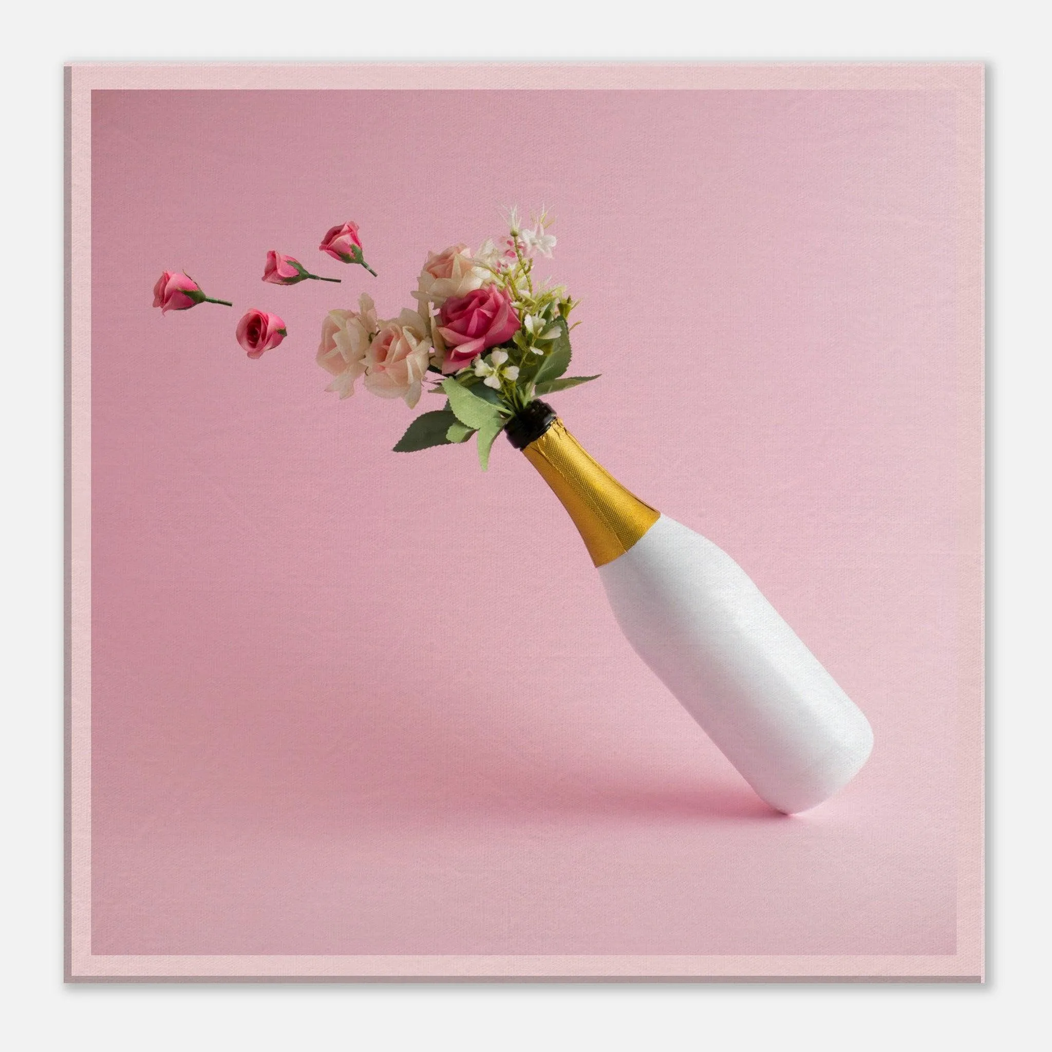 Effervescent Elegance: Floral Canvas Wine Wall Art