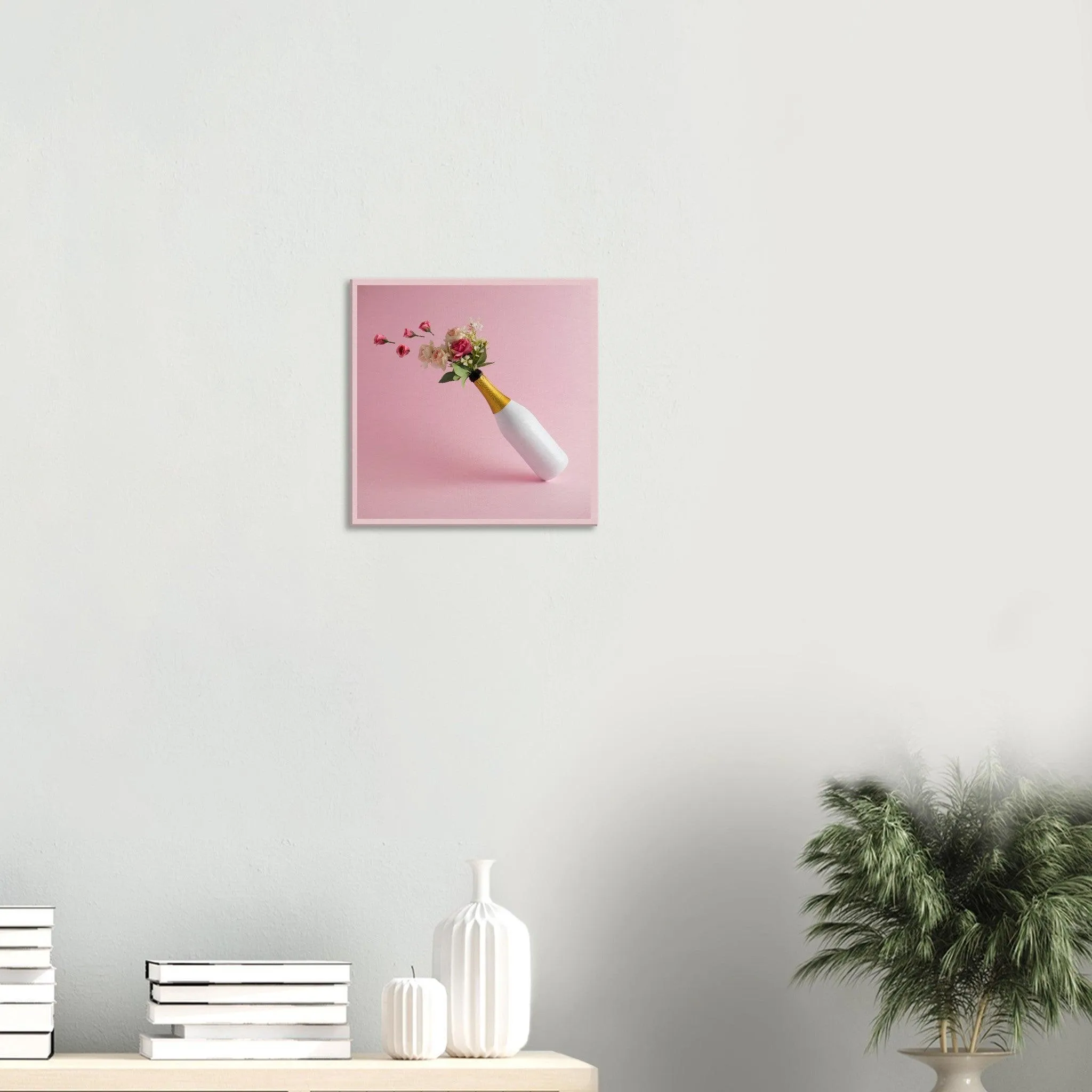 Effervescent Elegance: Floral Canvas Wine Wall Art