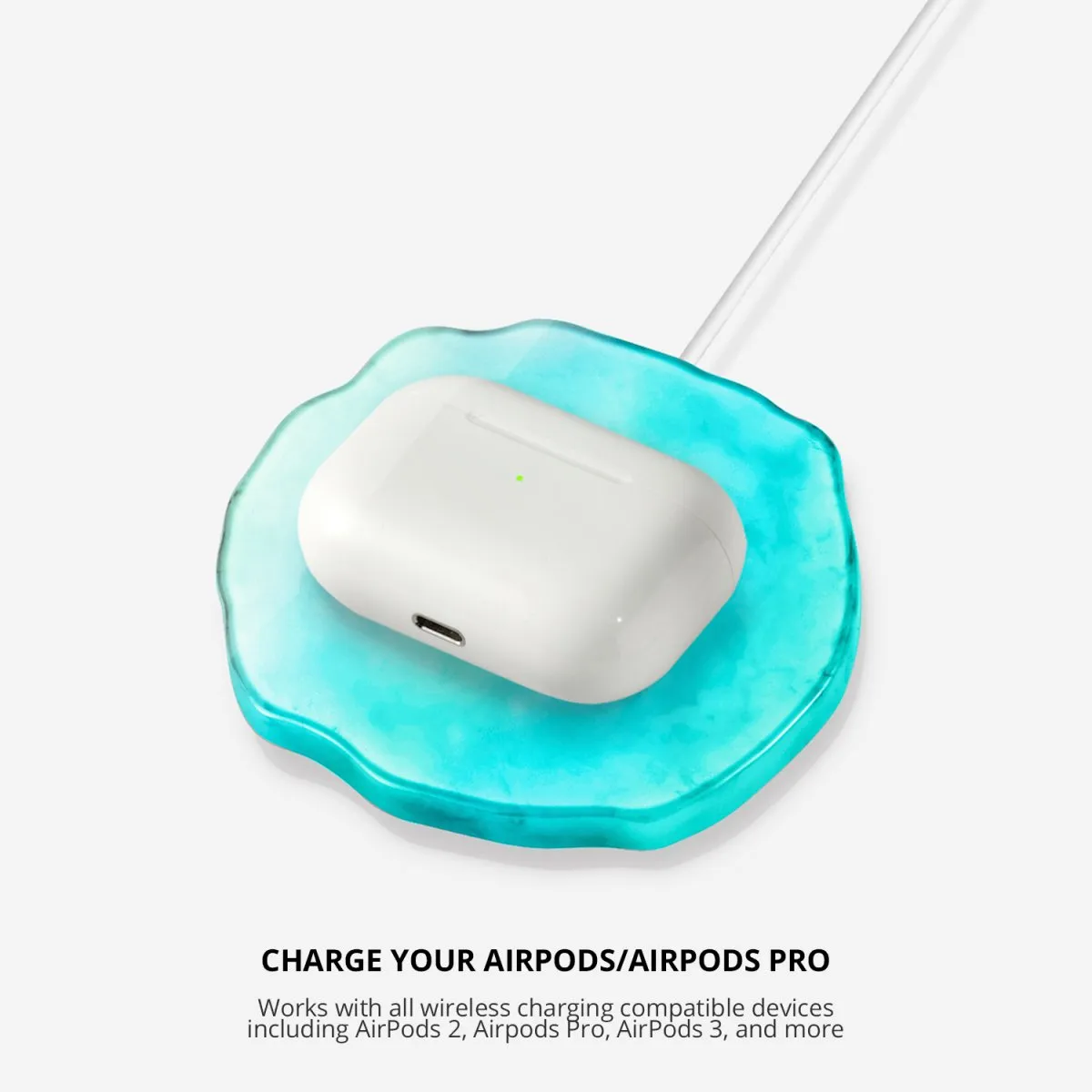 Ellie Rose - Wireless Charger - Aqua Crystal Holographic
