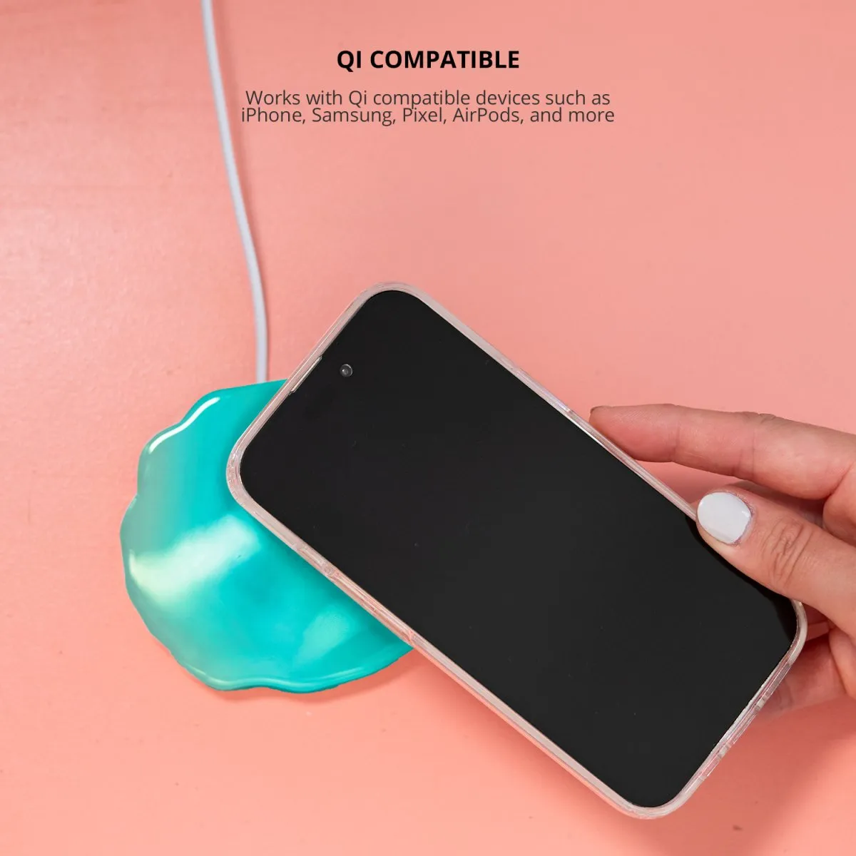 Ellie Rose - Wireless Charger - Aqua Crystal Holographic