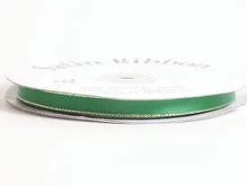 Emerald with Gold Edge Satin Ribbon Lurex Edge - ( W: 1/8 Inch | L: 100 Yards )