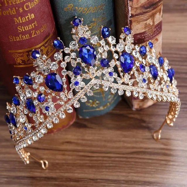 European Crystal Tiaras Vintage Rhinestone Pageant Crown  Wedding Hair Jewelry Accessories