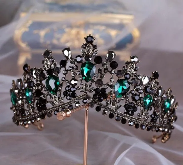 European Crystal Tiaras Vintage Rhinestone Pageant Crown  Wedding Hair Jewelry Accessories