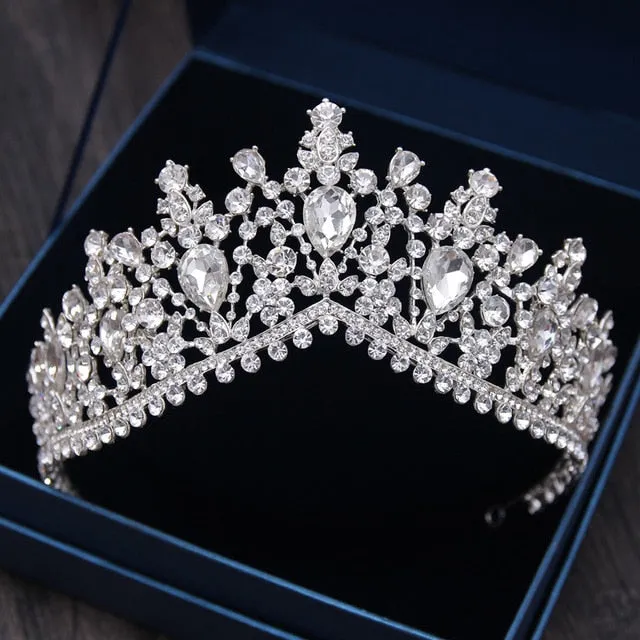 European Crystal Tiaras Vintage Rhinestone Pageant Crown  Wedding Hair Jewelry Accessories