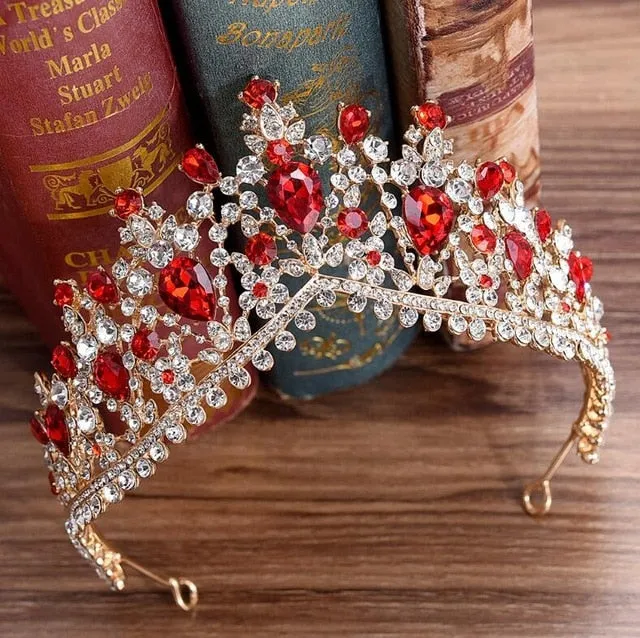 European Crystal Tiaras Vintage Rhinestone Pageant Crown  Wedding Hair Jewelry Accessories