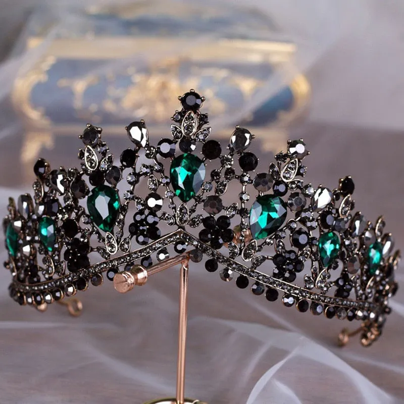 European Crystal Tiaras Vintage Rhinestone Pageant Crown  Wedding Hair Jewelry Accessories