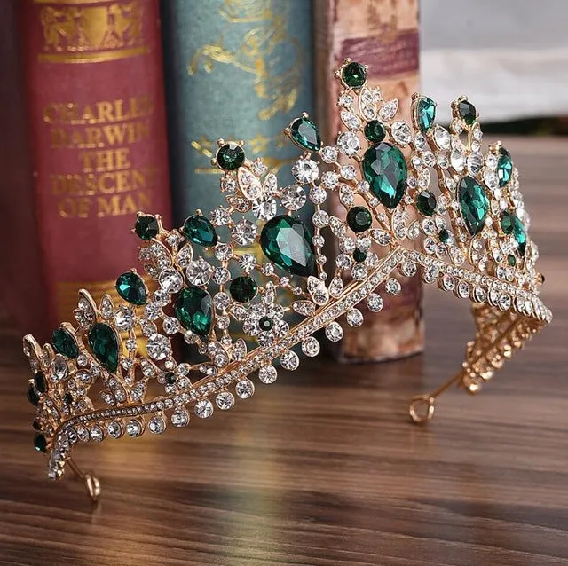 European Crystal Tiaras Vintage Rhinestone Pageant Crown  Wedding Hair Jewelry Accessories