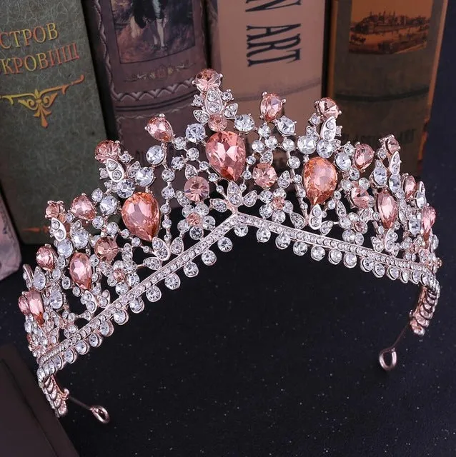 European Crystal Tiaras Vintage Rhinestone Pageant Crown  Wedding Hair Jewelry Accessories