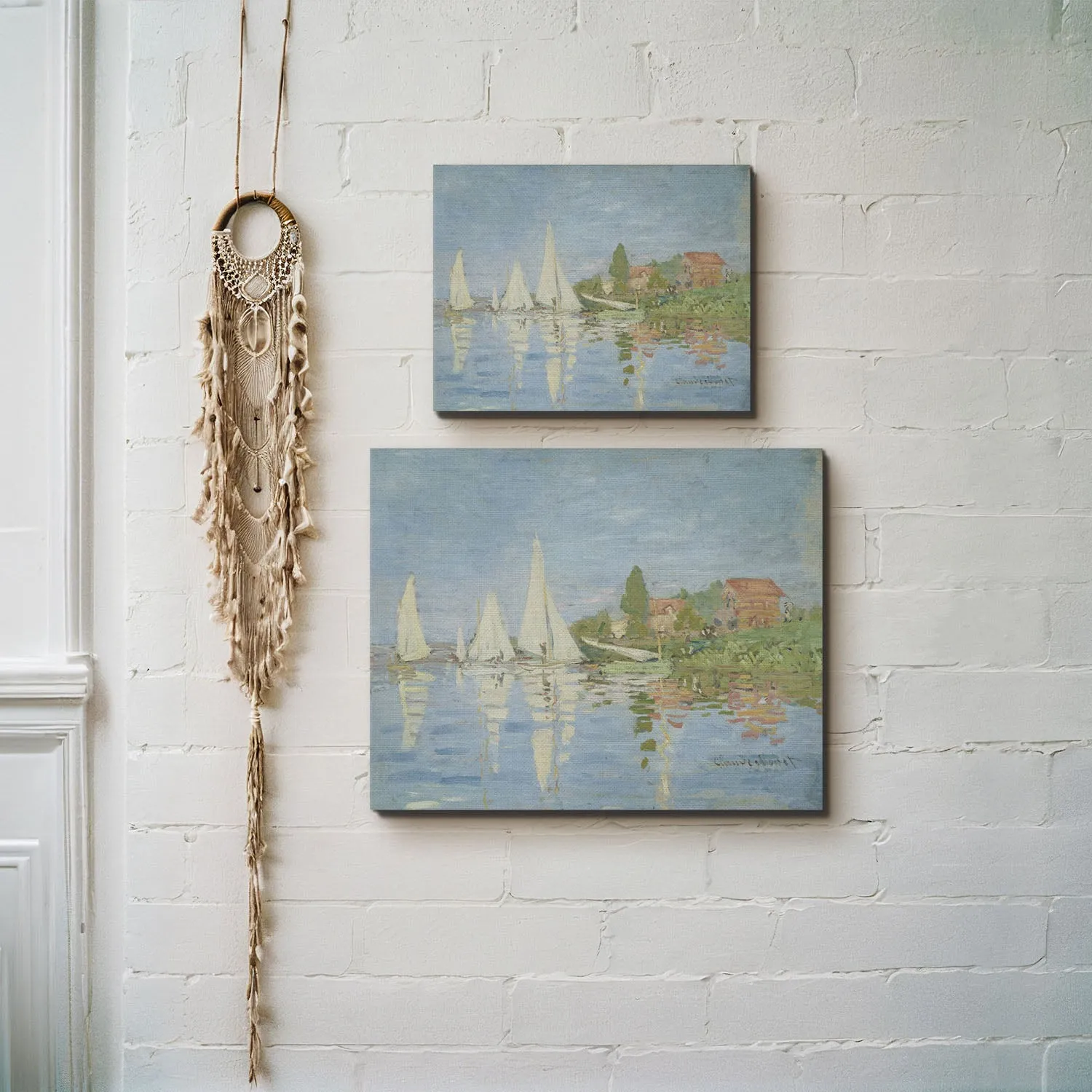 Famous Paintings Wall Art, Famous Art Prints, Monet Canvas Wall Art, Regattas at Argenteuil Canvas Print, Ready To Hang for Living Room Home Wall Decor, C2416