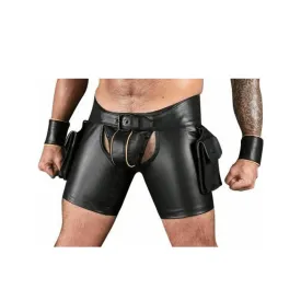 Fetish Wear Mens Gay Leather Shorts with Jockstrap