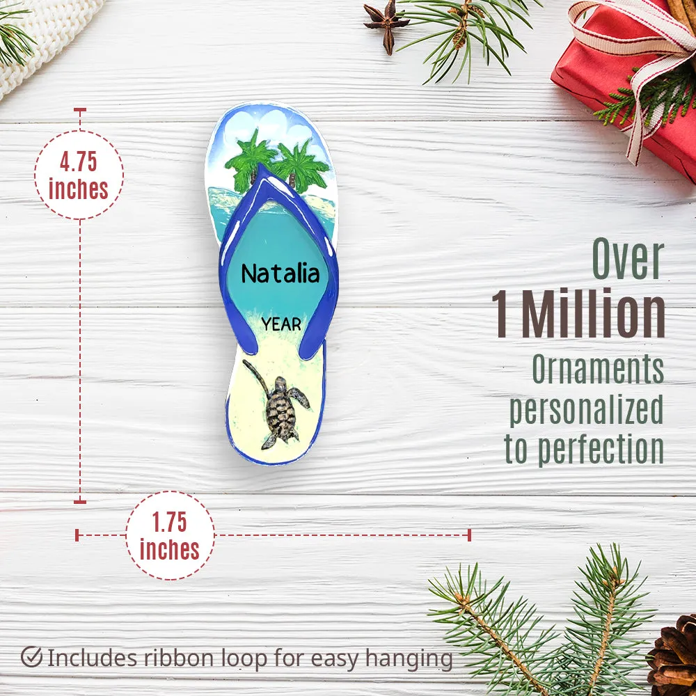 Flip Flop Turtle Island Christmas Ornament
