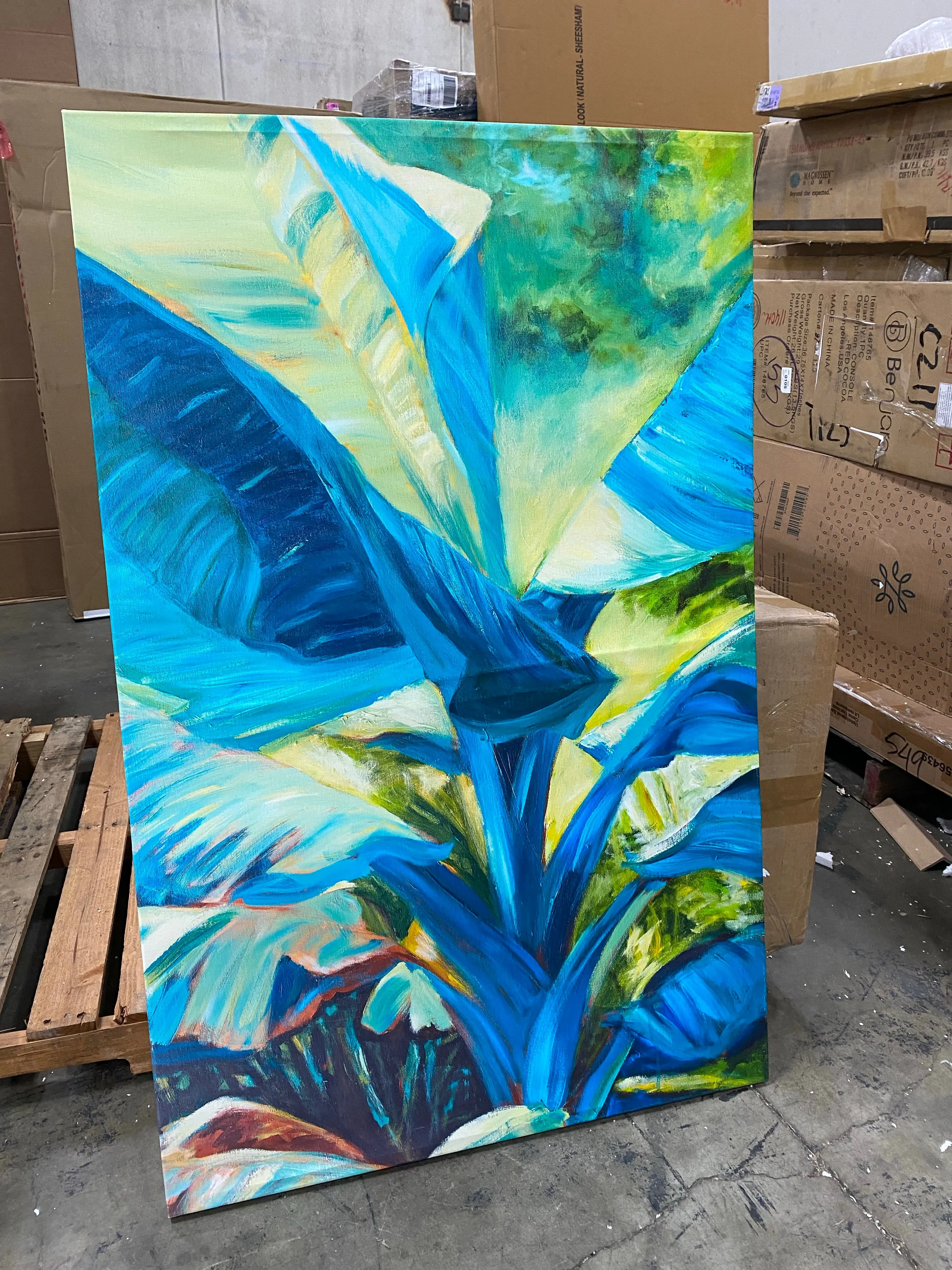 'Green Banana Duo I' Painting on Wrapped Canvas *AS IS #1145HW