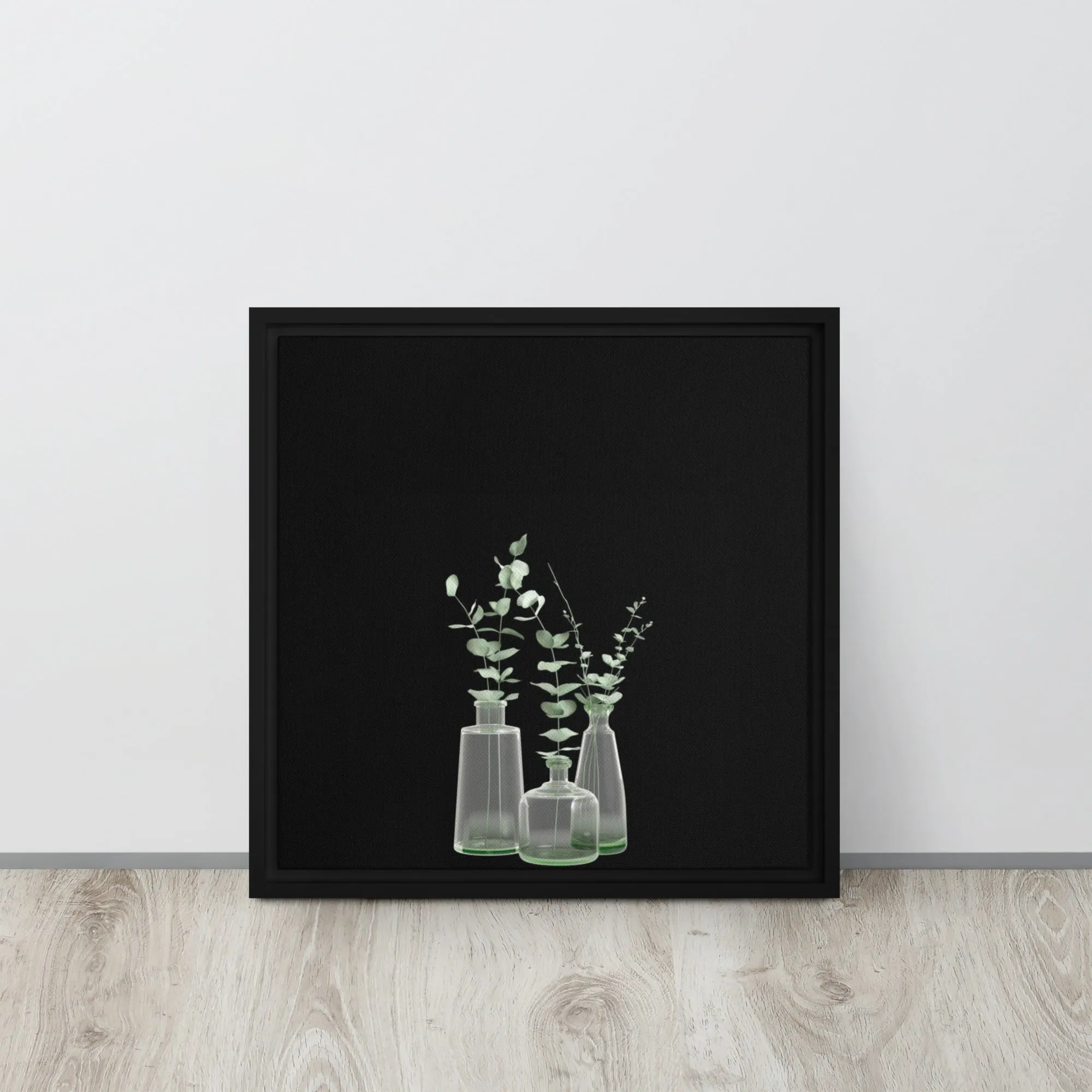 Green Plant in Vase Framed Canvas Print