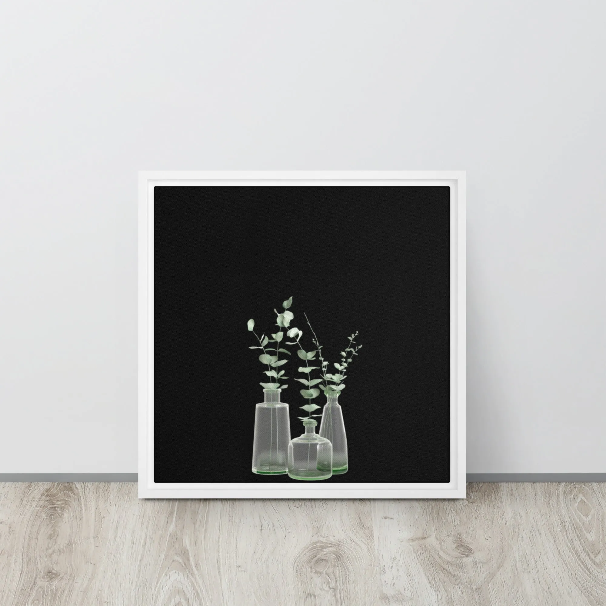 Green Plant in Vase Framed Canvas Print