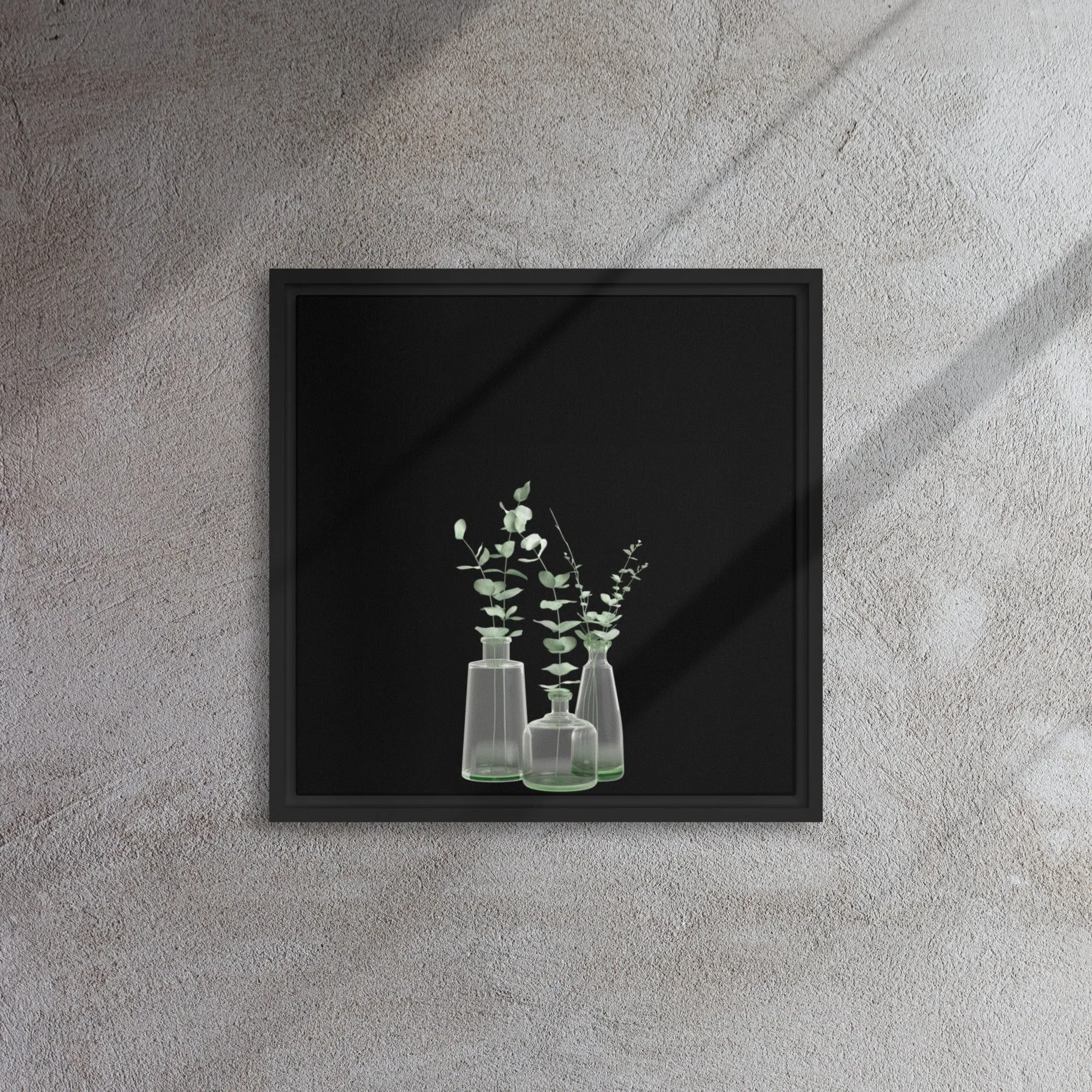 Green Plant in Vase Framed Canvas Print