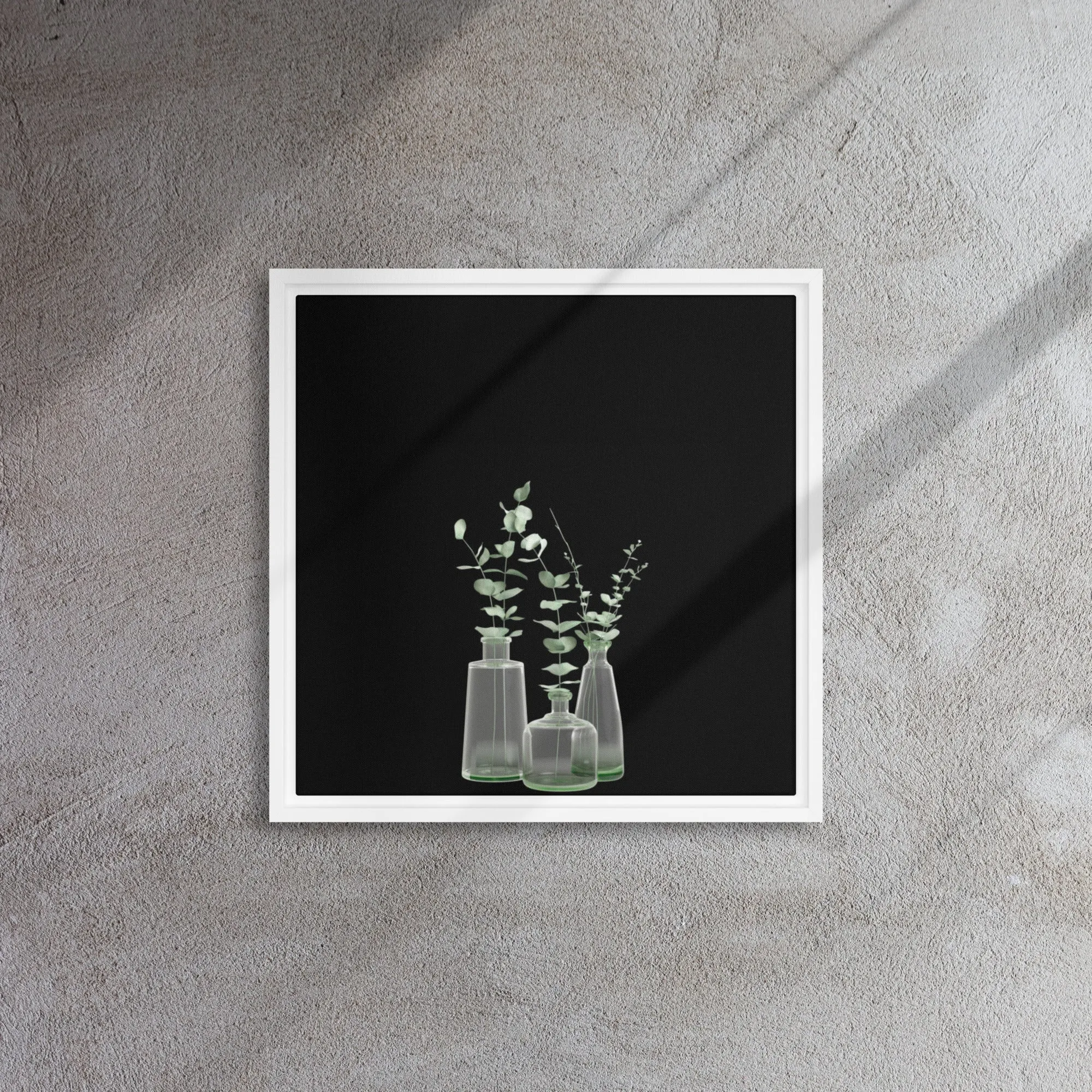 Green Plant in Vase Framed Canvas Print