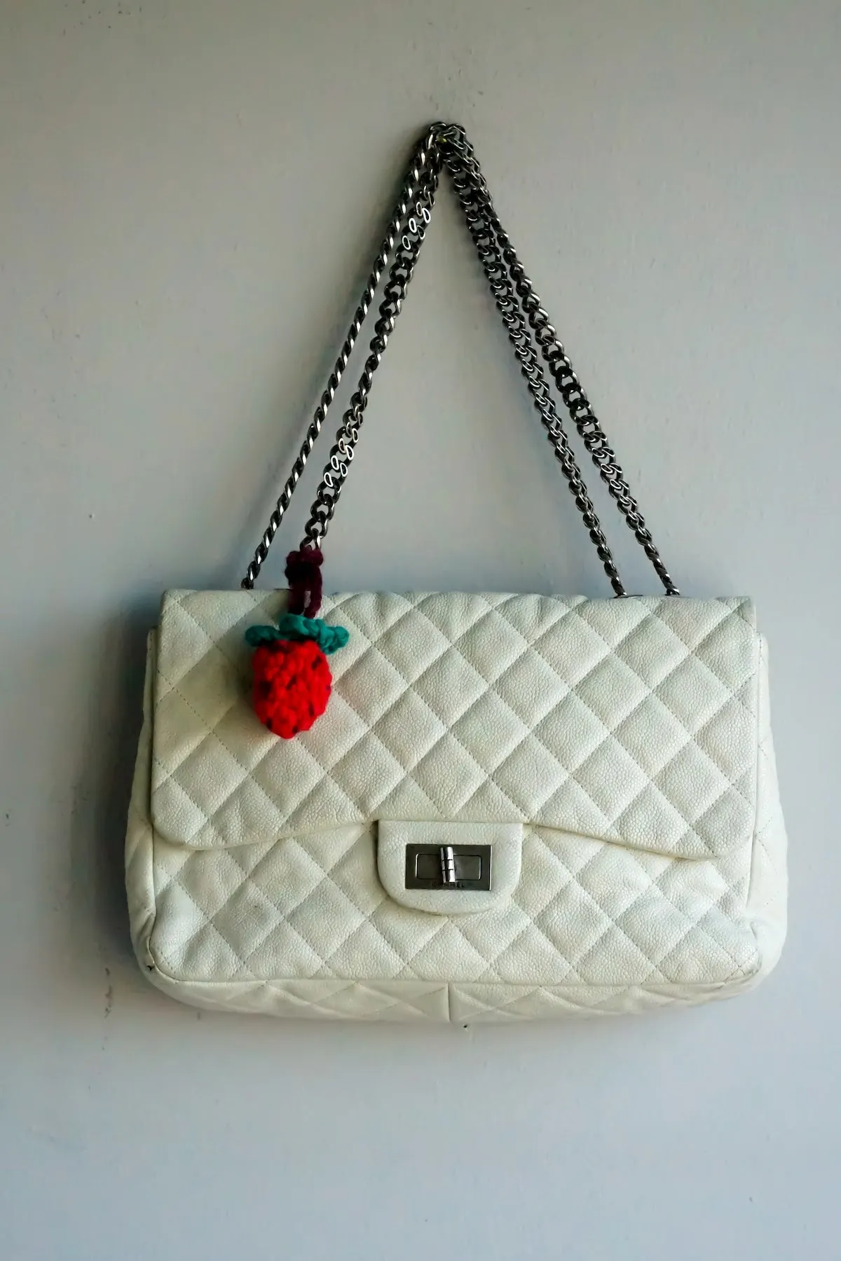 Hand crocheted charm. Strawberry