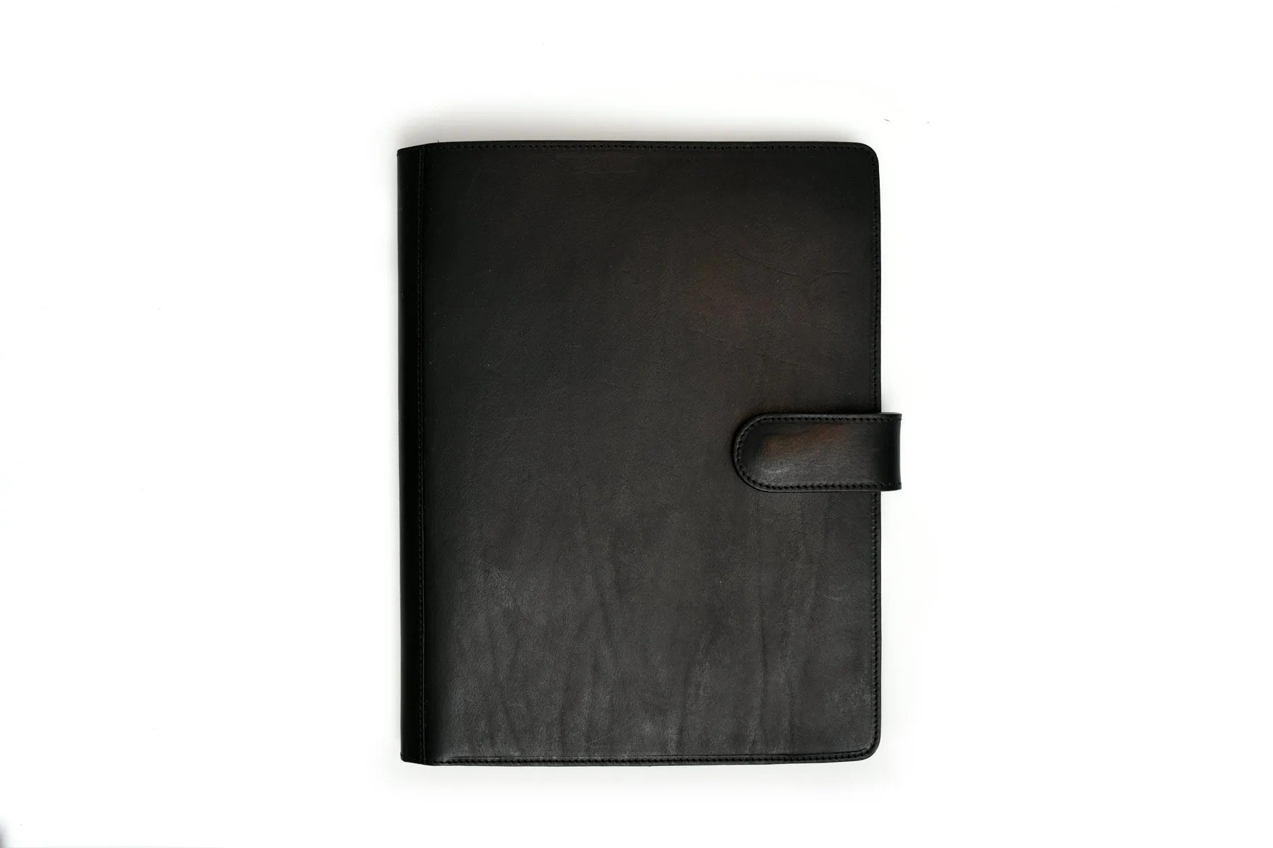 Handmade Leather Magnetic Closure Padfolio - Onyx Black