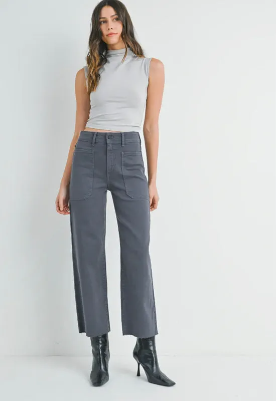 Just Black - High Rise Utility Wide Leg Jeans Charcoal