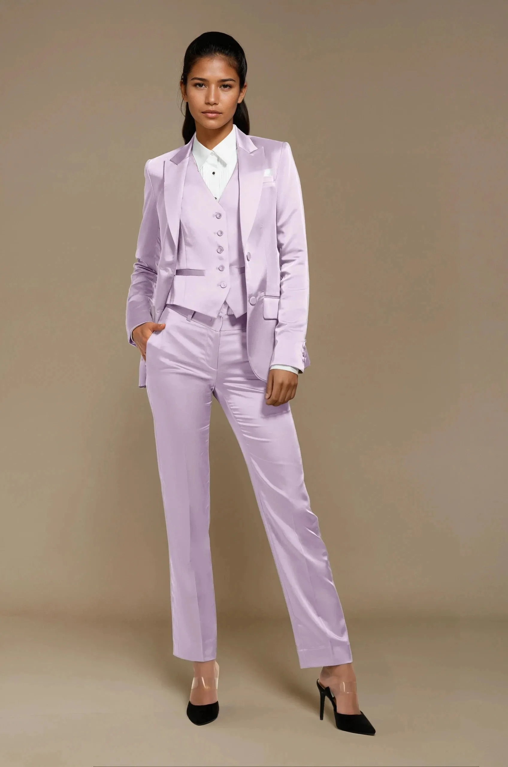 Lavender Satin Peak Lapel Tuxedo Jacket