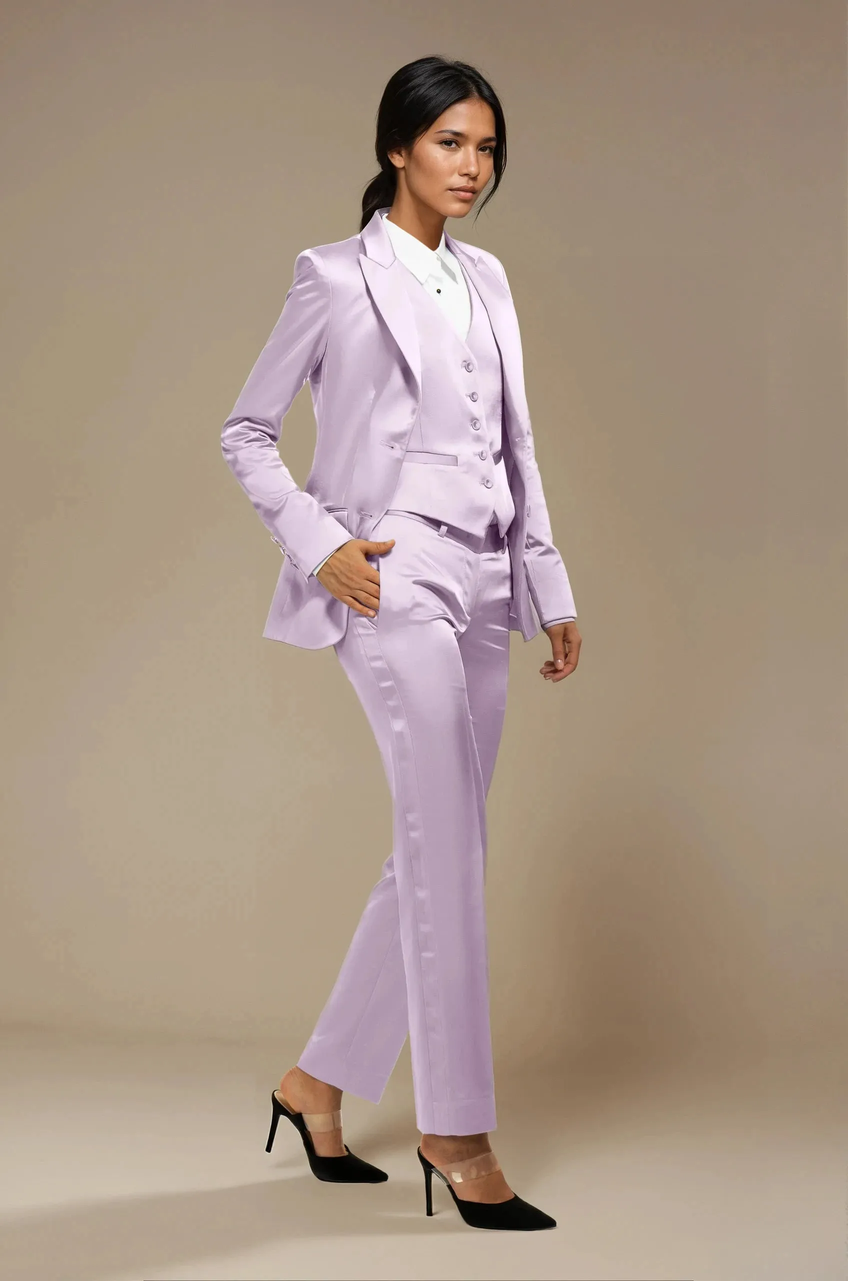 Lavender Satin Peak Lapel Tuxedo Jacket