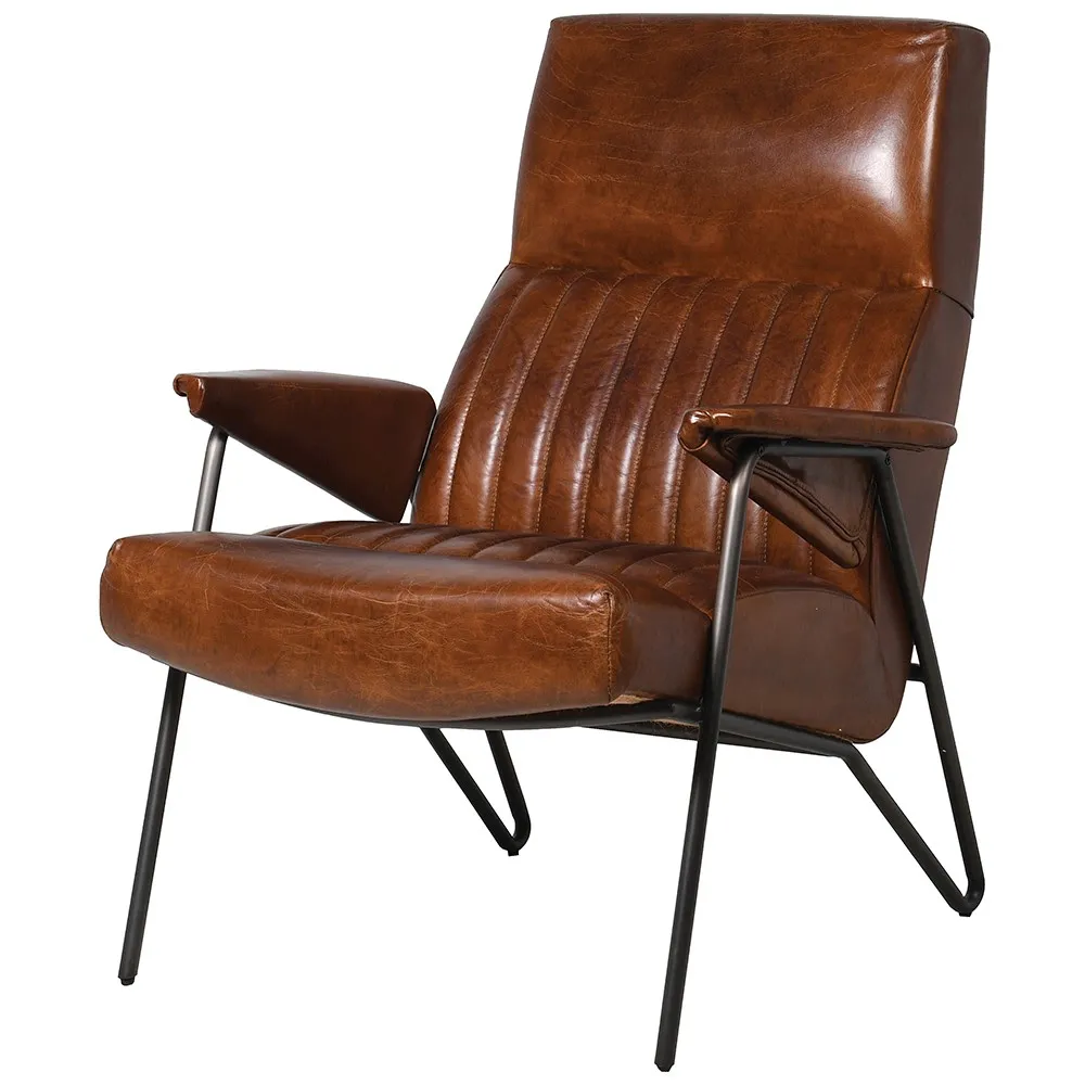 Leather Chair on Metal Legs 93cm