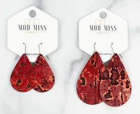 Leather Teardrop Earring "Wildwood Red"
