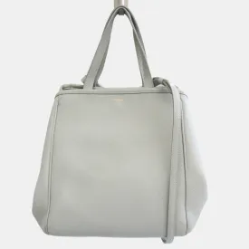 Light Blue Grey Leather Medium Cabas Phantom Tote Bag