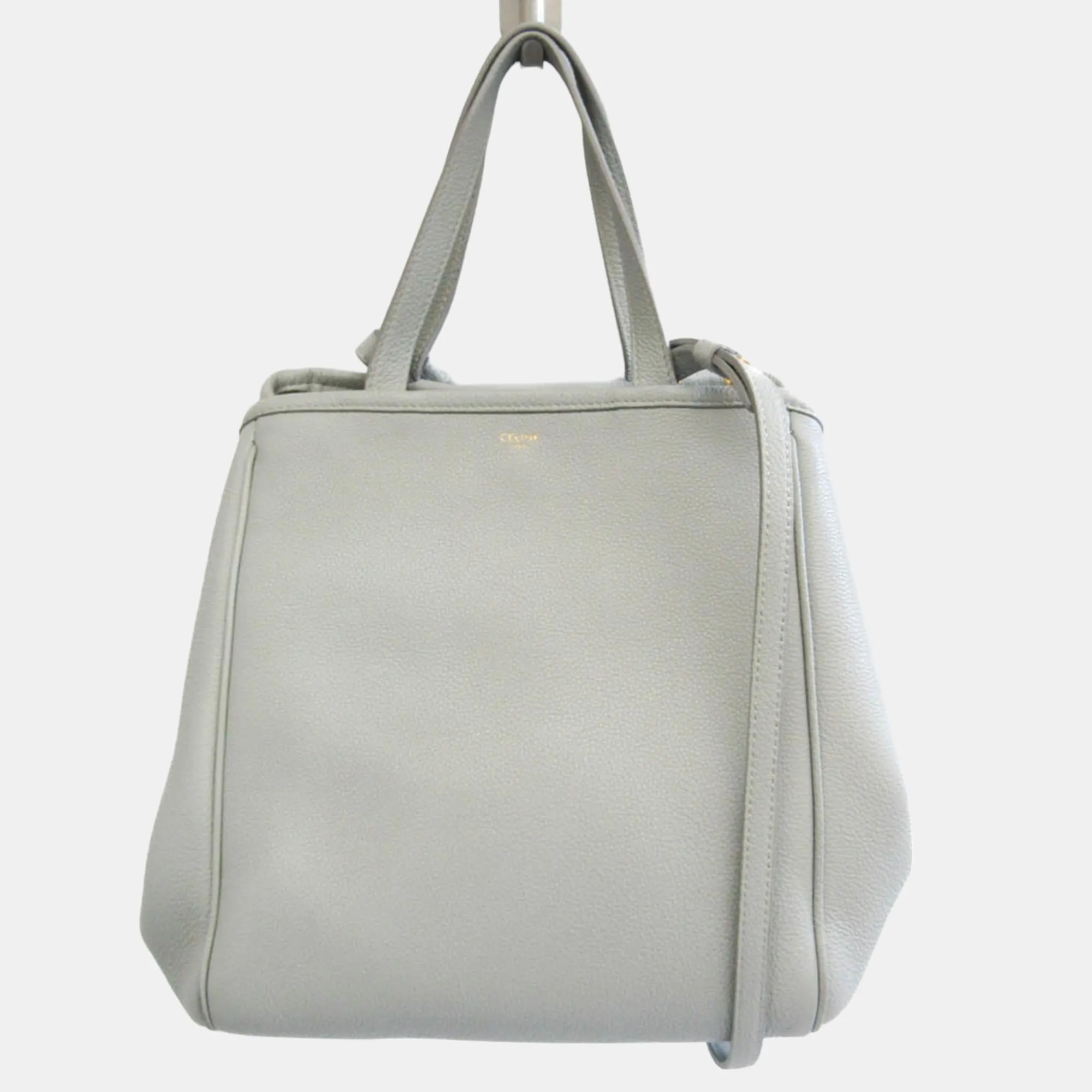 Light Blue Grey Leather Medium Cabas Phantom Tote Bag