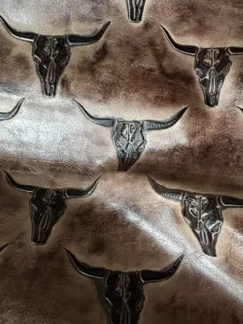 Longhorn Dark Brown Embossed Leather