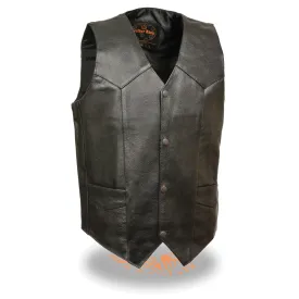 Men’s Black Classic Snap Front Biker Vest