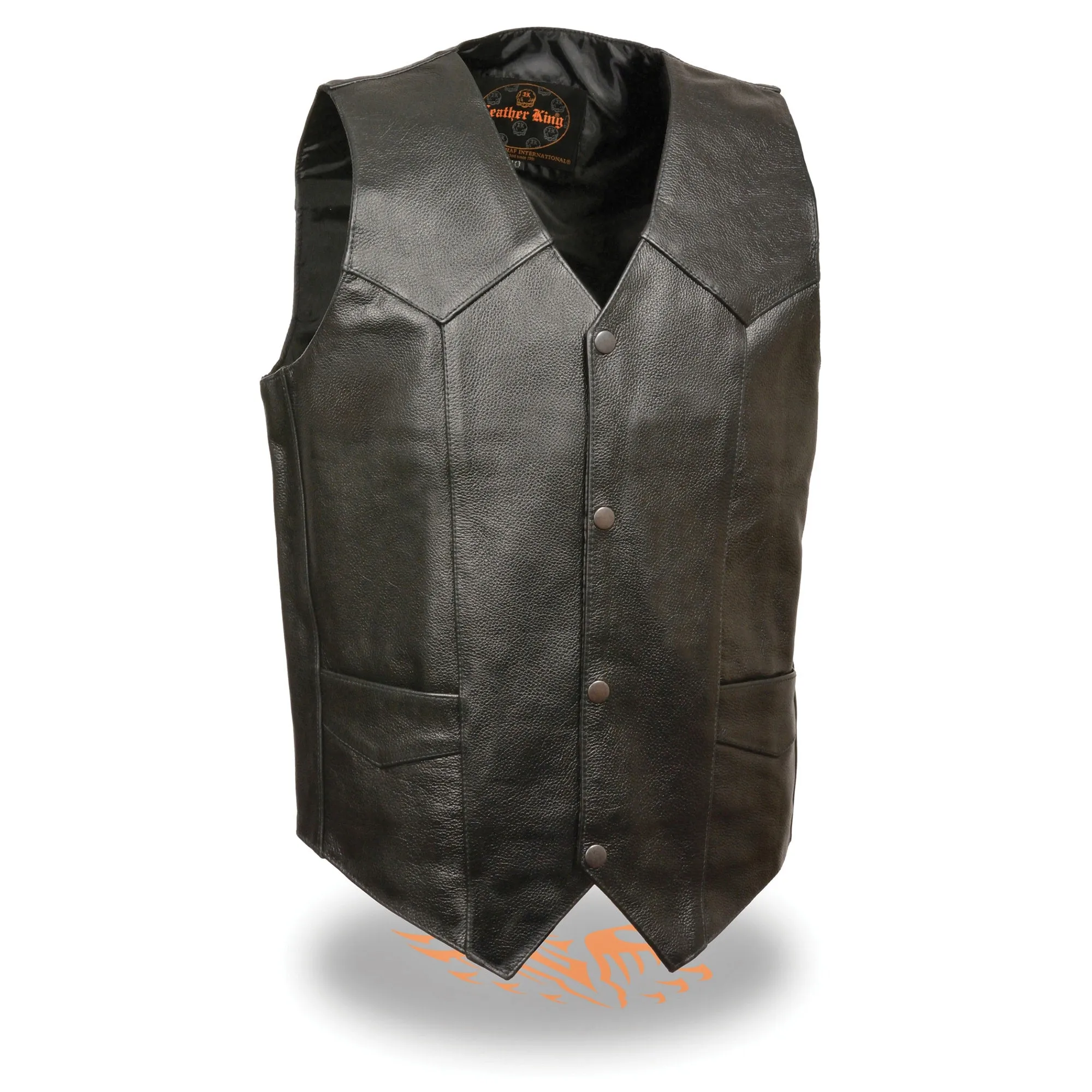 Men’s Black Classic Snap Front Biker Vest