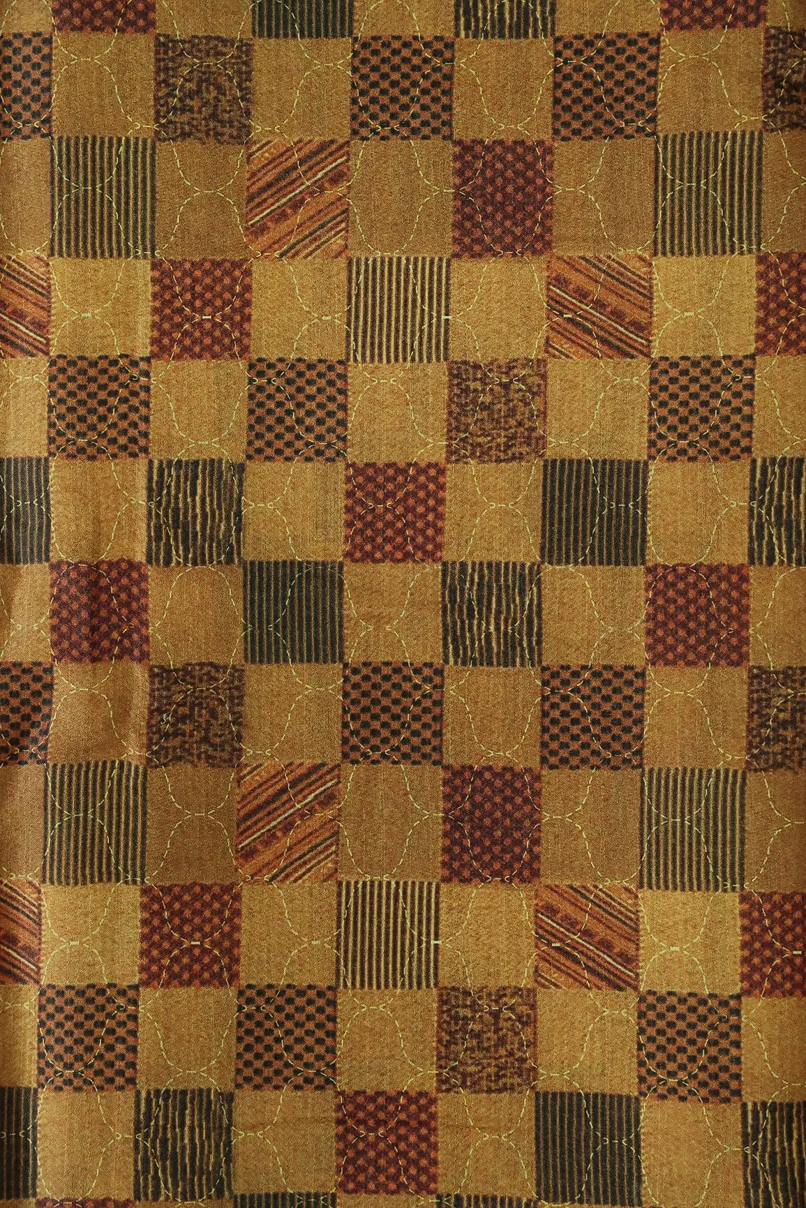 Multi Coloured Geometric Digital Print on Tussar Satin Fabric