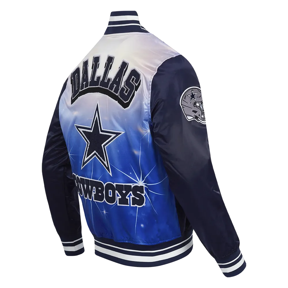 NFL DALLAS COWBOYS SUBLIMATED MEN'S SATIN JACKET-MIDNIGHT SKY (MIDNIGHT NAVY)