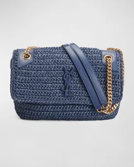 Niki Medium Flap YSL Shoulder Bag in Raffia