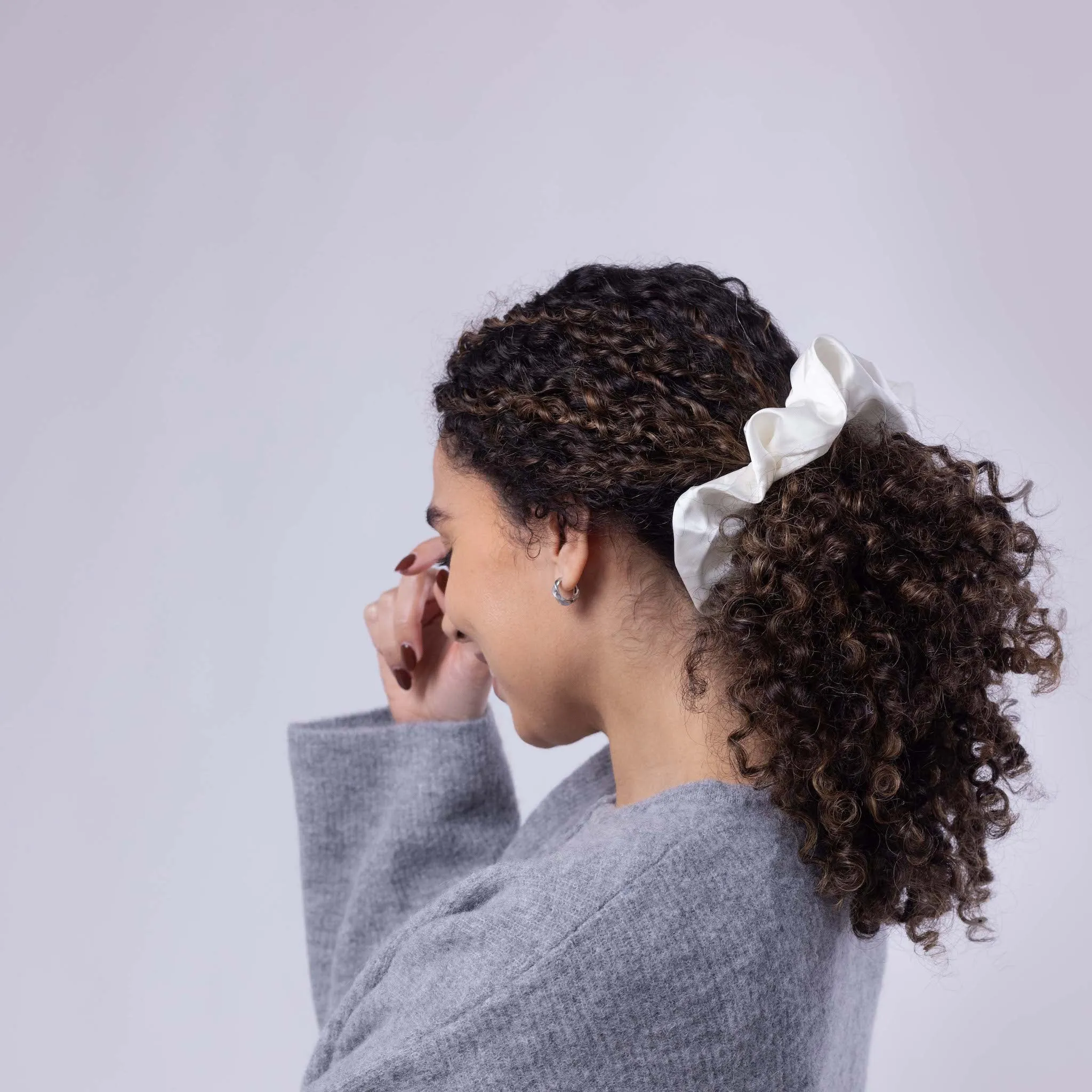 Only Curls Oversized Satin Scrunchies - Black Dalmatian and Ivory Twin Pack